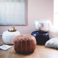 White Leather Pouf A650927