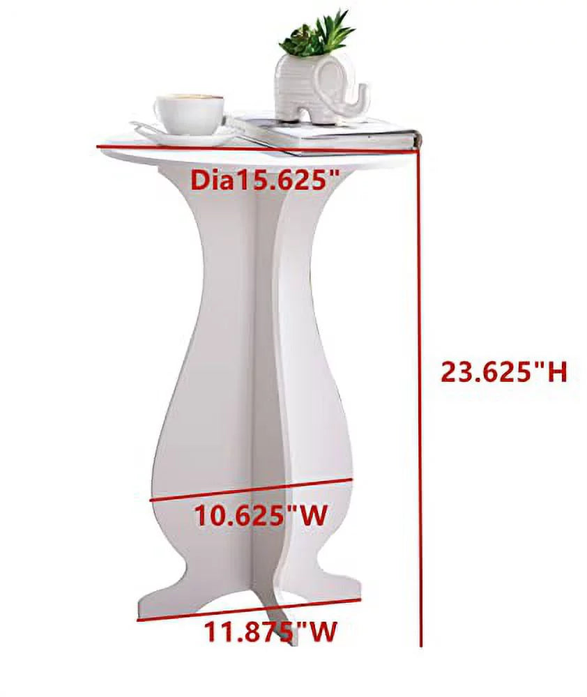 White Round Side Table Plant Stand U82492