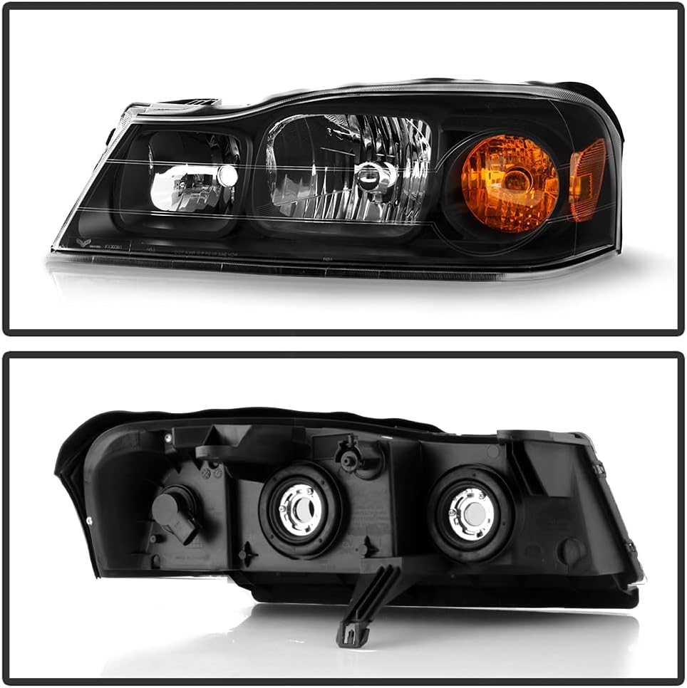 Black Headlights Headlamps Driver + Passenger Side Set B65125