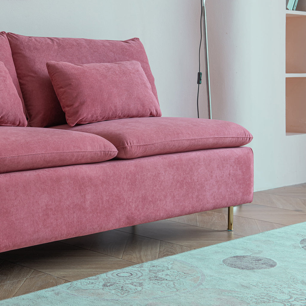 Pink Cotton Linen Armless Loveseat I12431