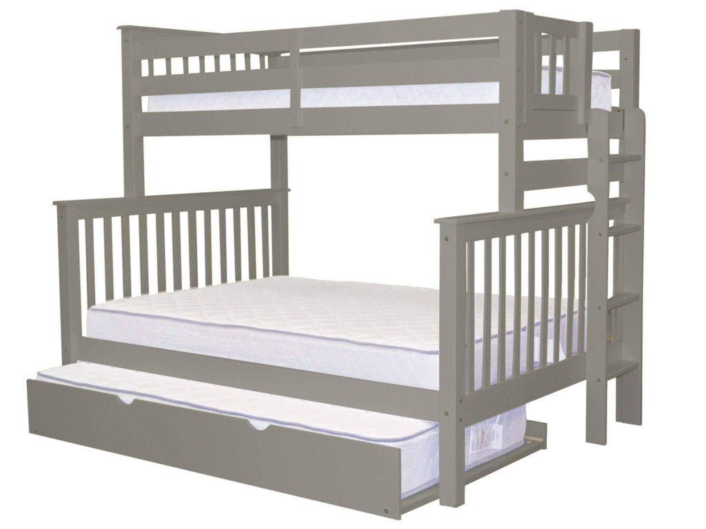 Gray Twin over Full Bunk Beds with End Ladder and Trundle X558861