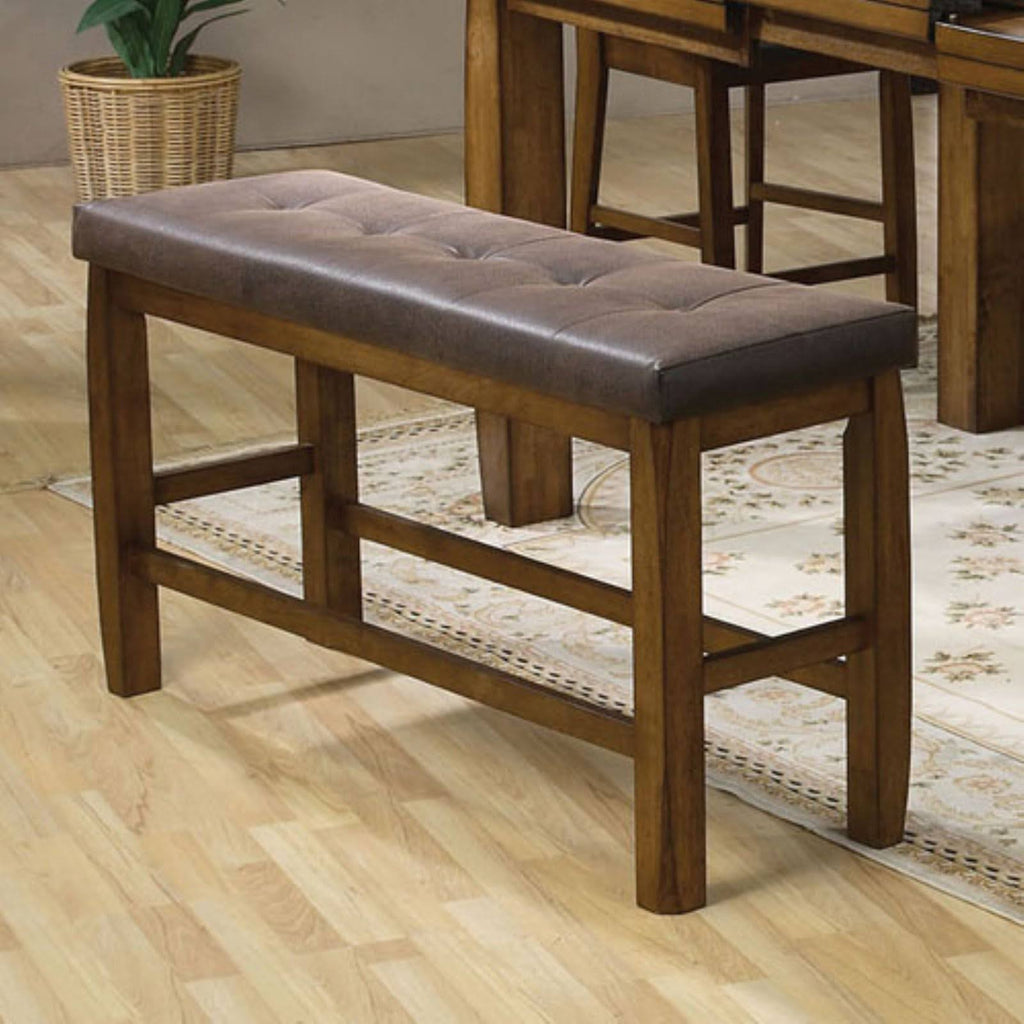 Brown PU & Oak Counter Height Bench with Storage W9207