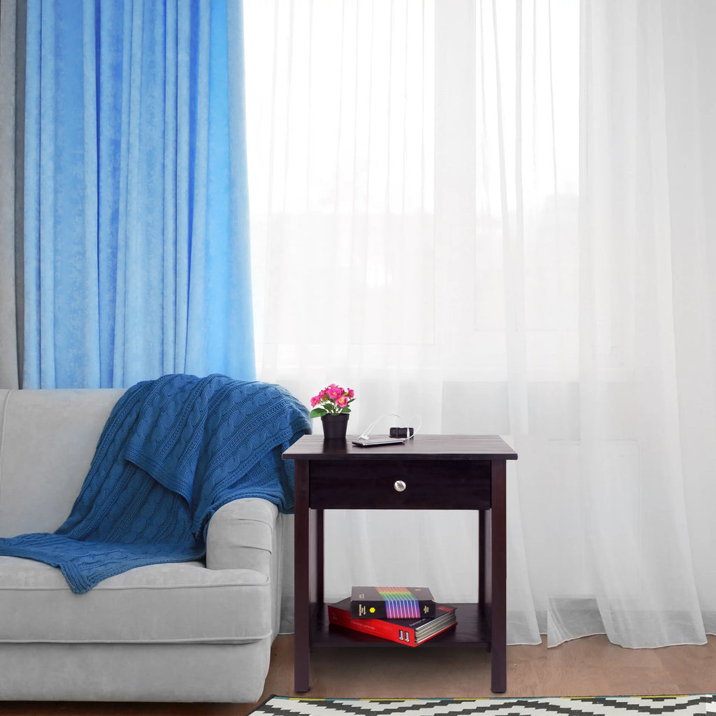 Espresso Wooden Nightstand with USB Ports and One Drawer I6892