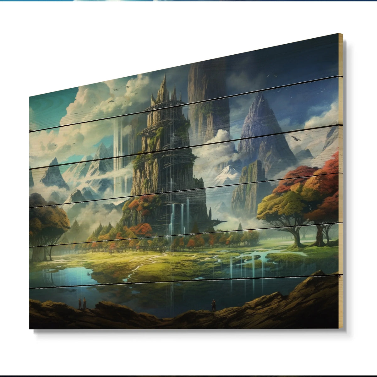 Castles Print on Natural Pine Wood J230