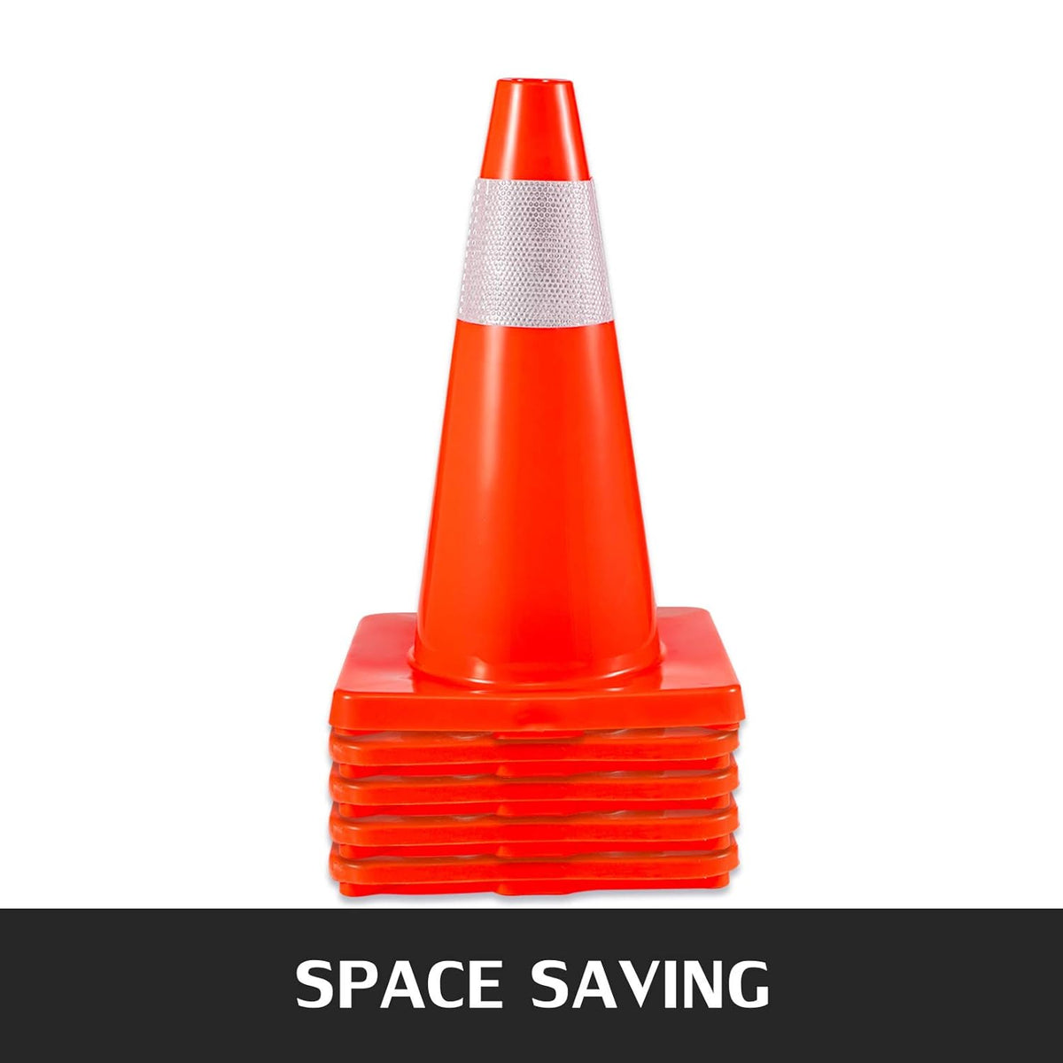 12 Pack 18" Orange Traffic Cones with Reflective Collars PVC Base O60720