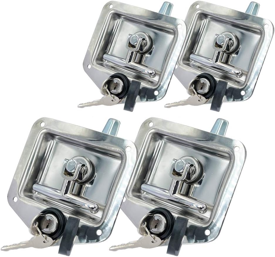 Pack of 4 Heavy Duty Stainless Steel T-Handle Toolbox Door Locks with 2 Keys Y882229