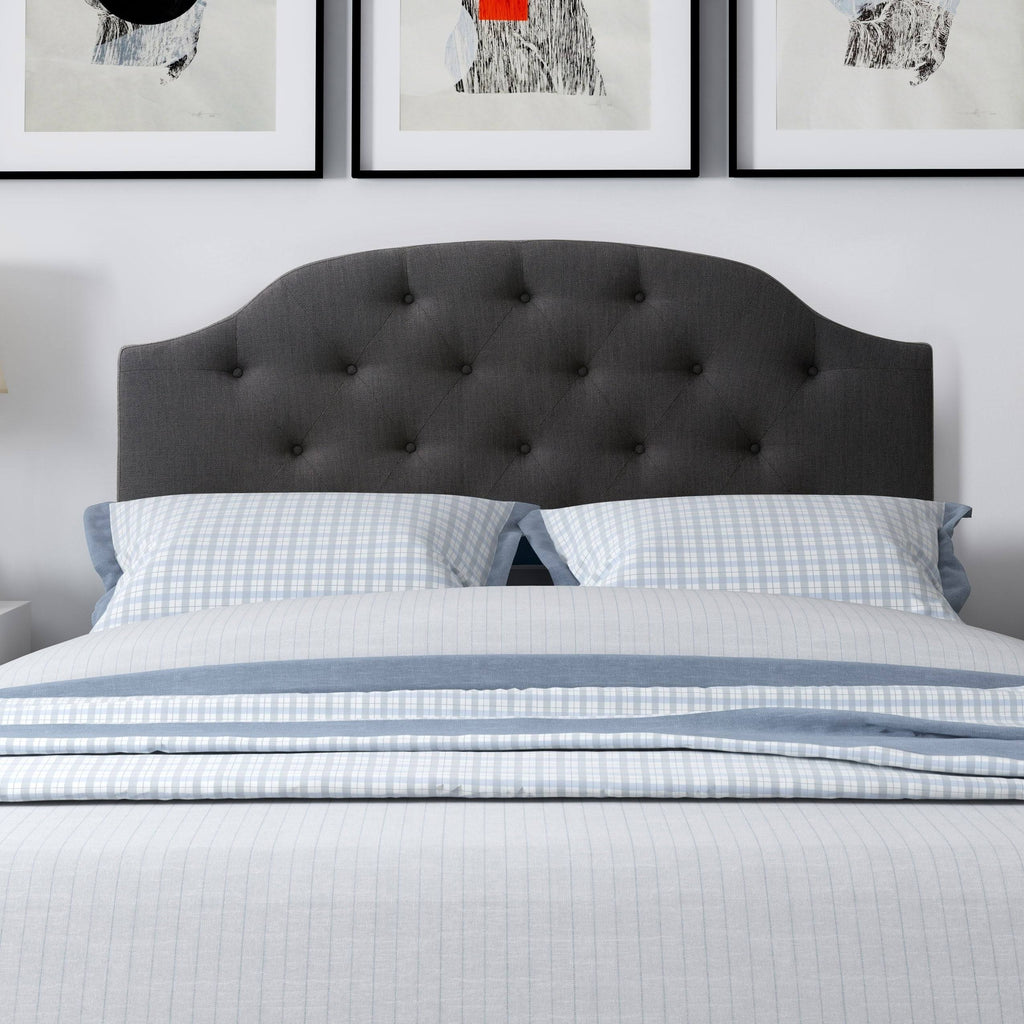 Tufted Light Gray Fabric Headboard P555273