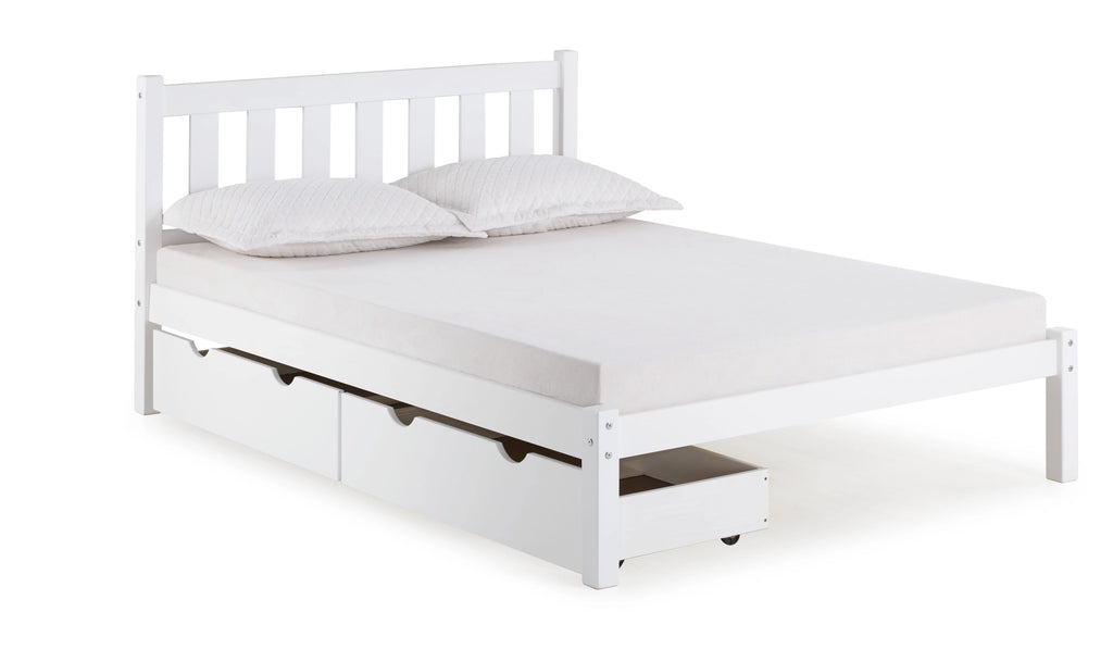 White Full Bed with Storage Drawers M980