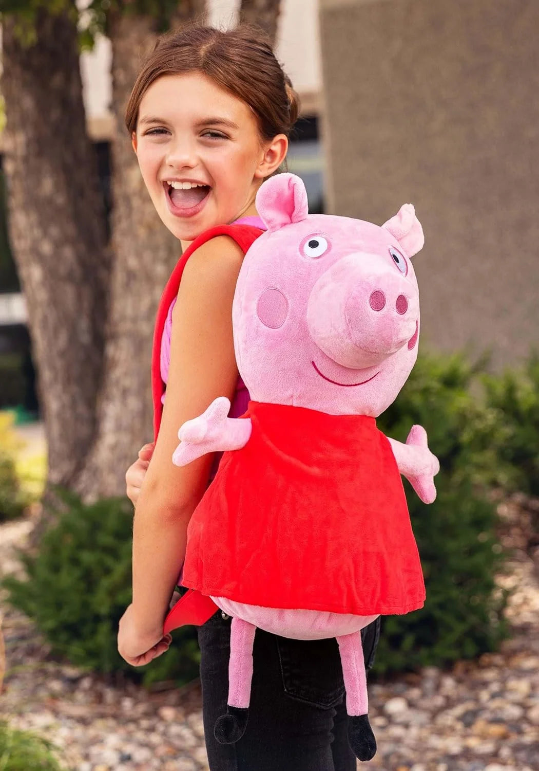 Pink & Red Plush Backpack Stuffed Toy Animal with Zipper Pocket 15" G258