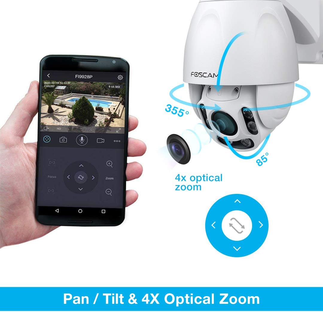 White Outdoor PTZ 4x Optical Zoom HD 1080P WiFi Security Camera N797