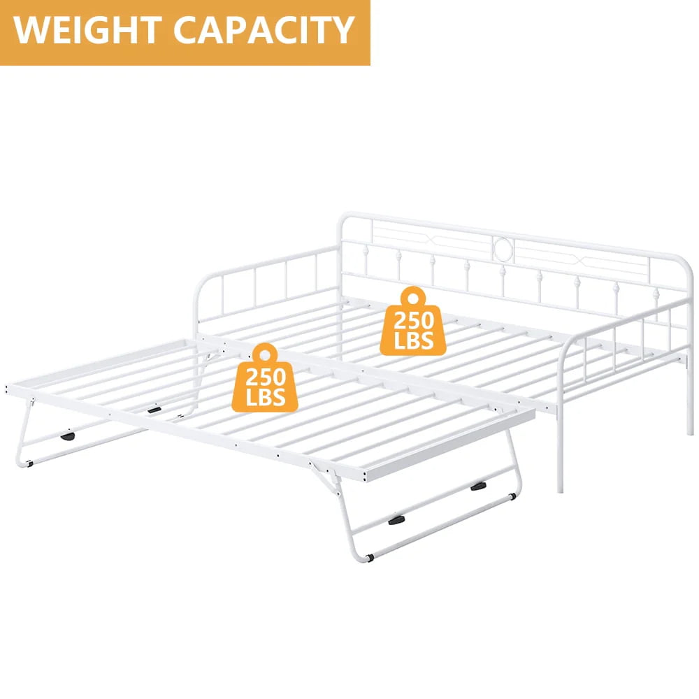 White Twin Size Metal Daybed with Trundle C932122