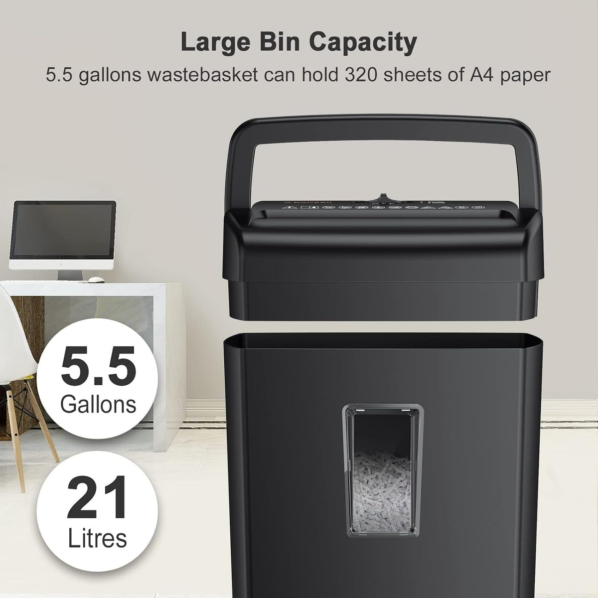 10-Sheet Cross-Cut Paper Shredder with 5.5 Gallons Wastebasket, Black C2353