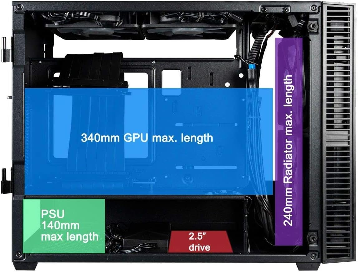 Mini ITX Desktop Case with 120mm Liquid CPU Cooler and 650W Power Supply C4914