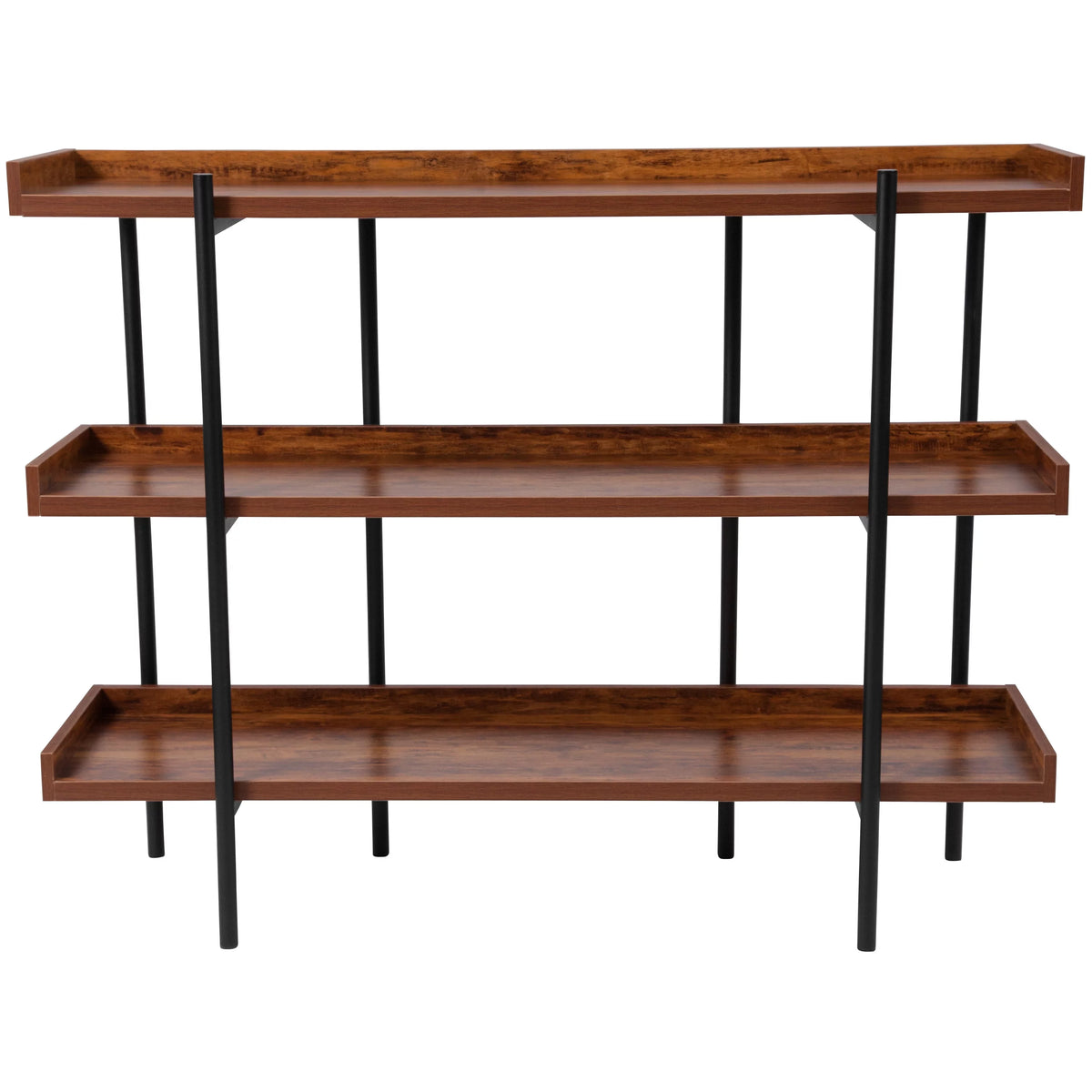 3 Shelf Storage Display Unit Bookcase with Black Metal Frame S9042