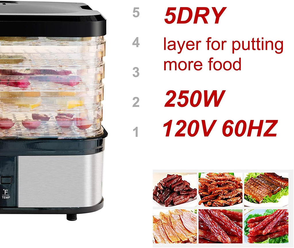 Electric Food Dehydrator with Adjustable Thermostat, 5-Tray R584366