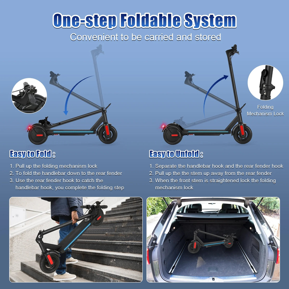 500W Foldable Electric Scooter, 10" Wheels, 20 mph, 20 mile Range, Dual Brakes I17624