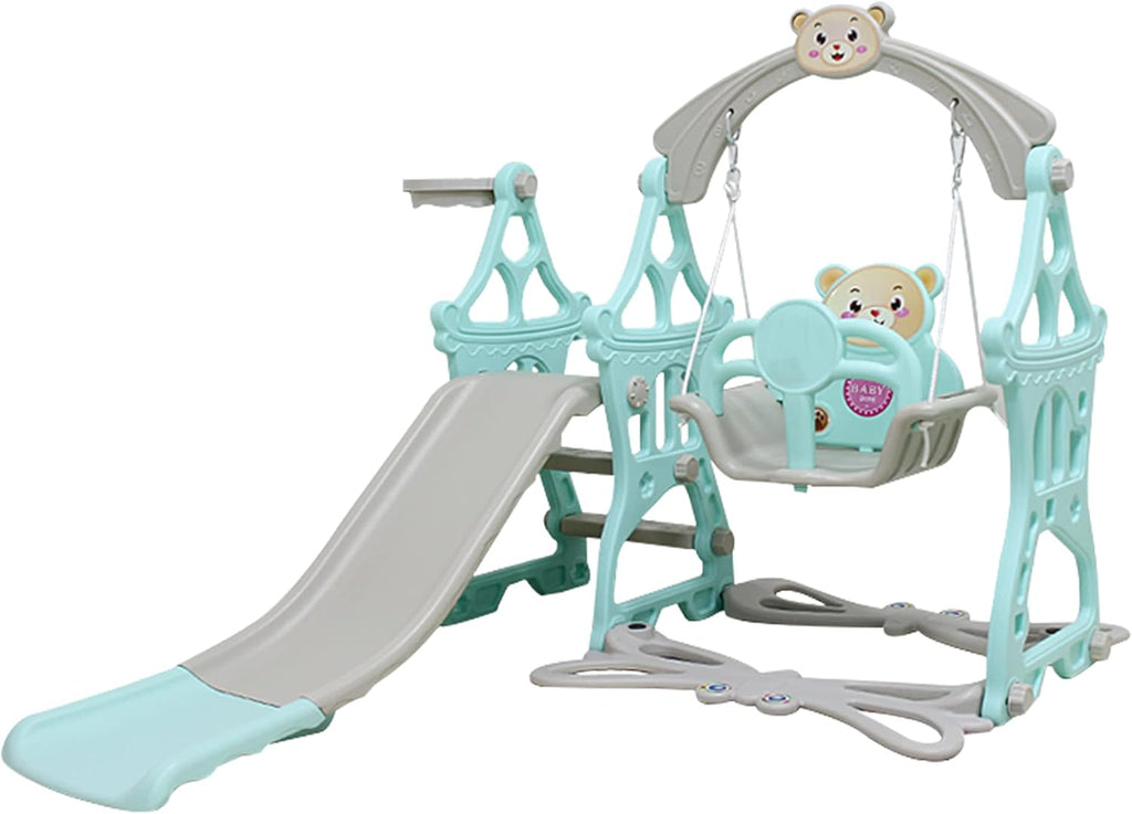 4 in 1 Toddler Slide and Swing Set with Basketball Hoop B627