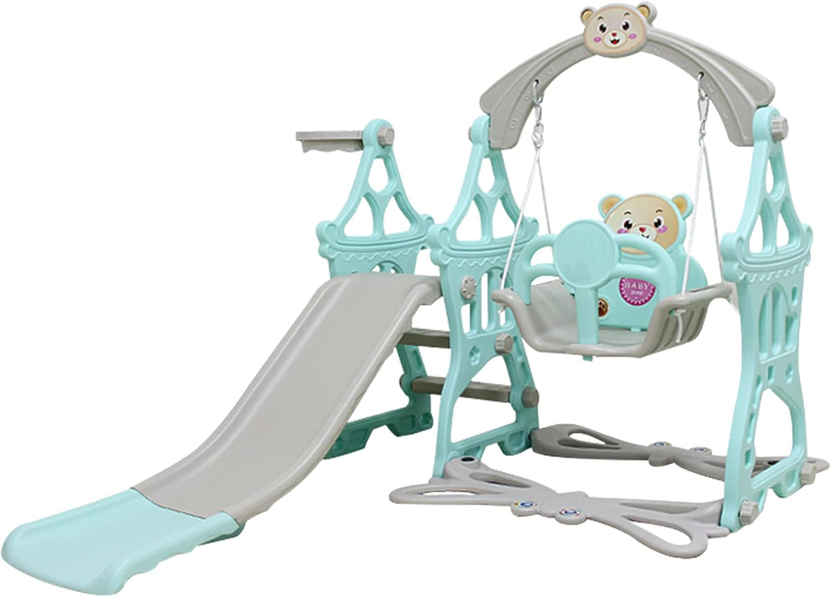 4 in 1 Toddler Slide and Swing Set with Basketball Hoop B627