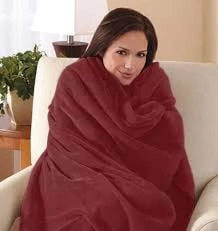Electric Heated Throw Blanket Microplush Garnet Red U737