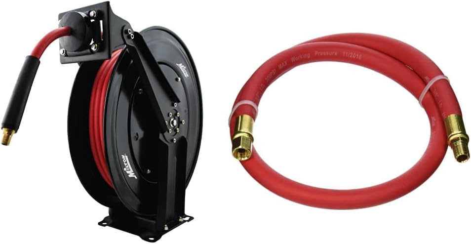 Steel Dual Arm Auto-Retractable Air Hose Reel with 3 ft. Rubber Hose J87917