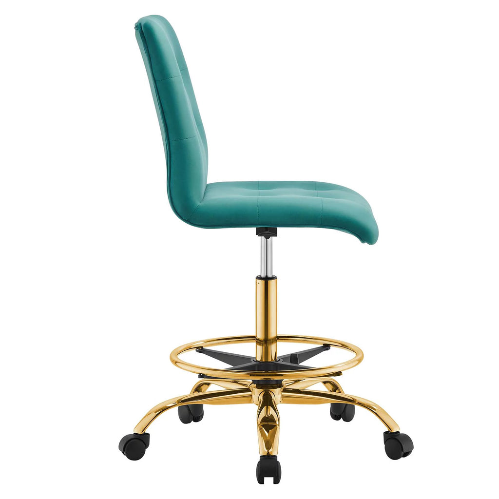 Gold Teal Velvet Drafting Chair U626