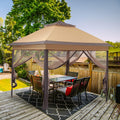 Brown 11'x11' Pop up Canopy Tent with Netting Sidewalls M9234