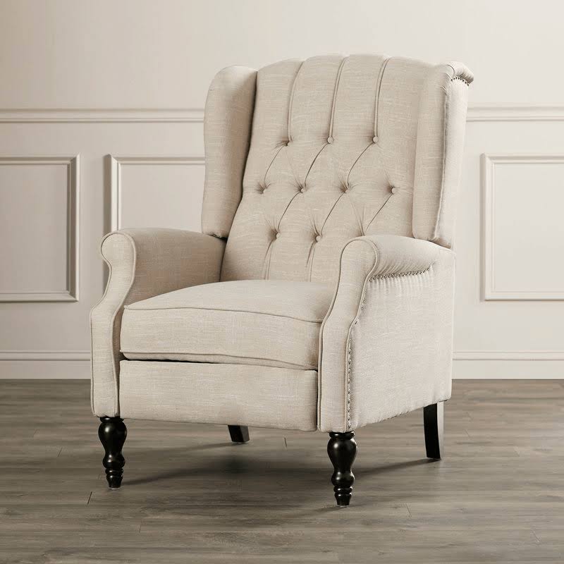 Light Beige Polyester Manual Recliner L8437