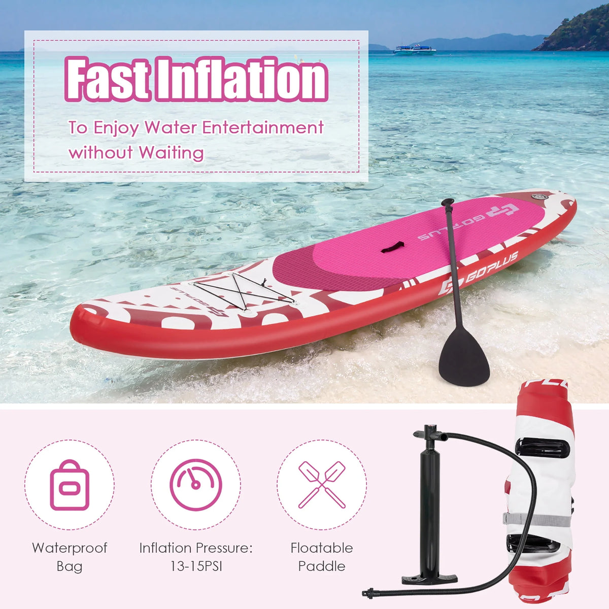 10.5' Inflatable Stand Up Paddle Board with Carry Bag O306082