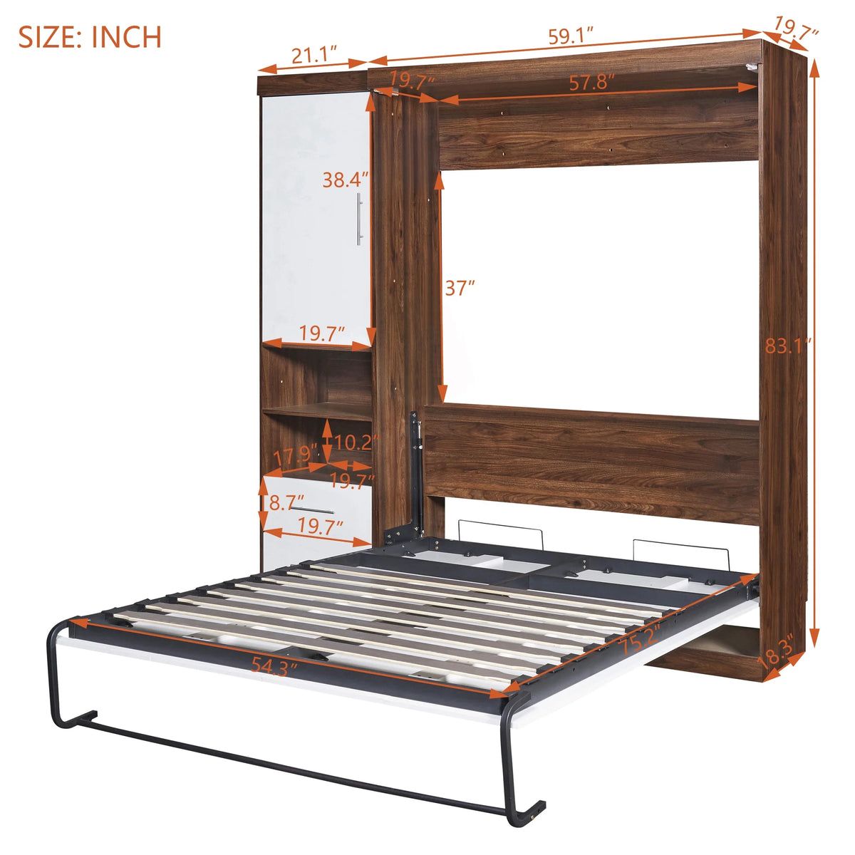 Twin Size Murphy Bed with Cabinet L355022