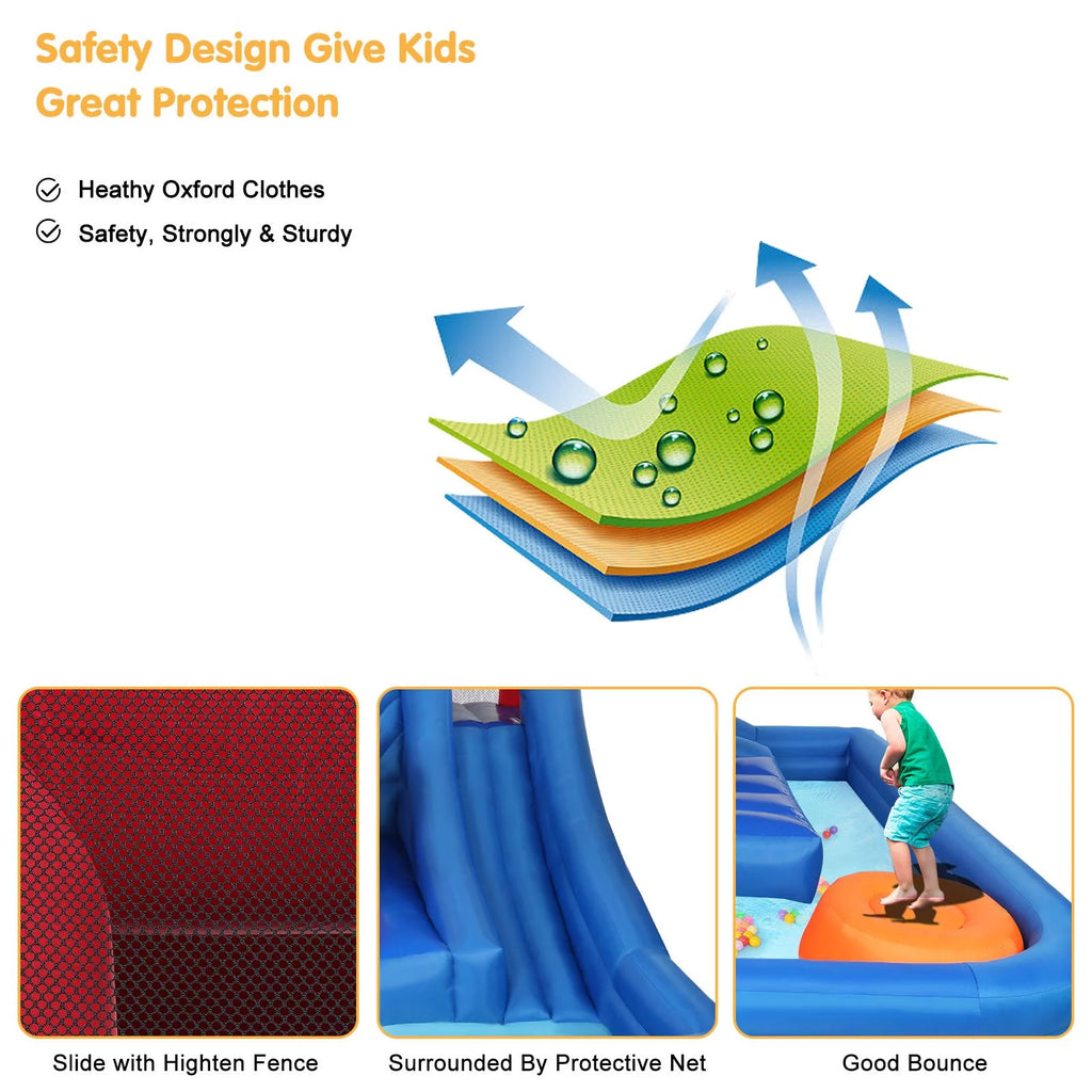 Inflatable Bounce House Castle with 2 Water Slide Pool F95217