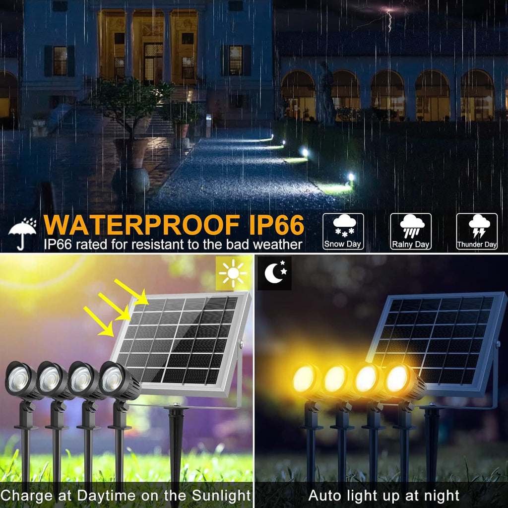 4-in-1 Solar Landscape Lights, IP66 Waterproof, 2700K/4000K/6000K L9034