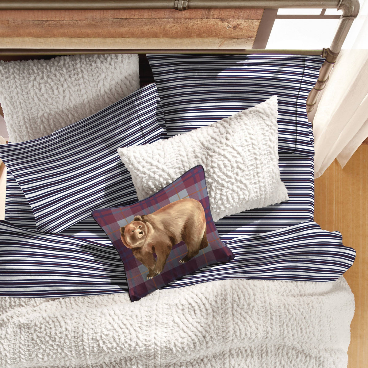 White Twin Sherpa Comforter Set J86473