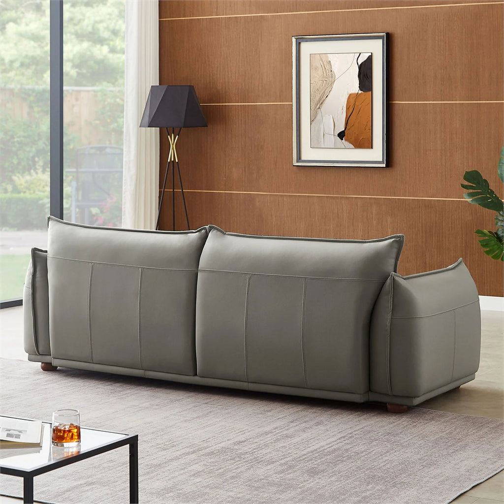 Gray Leather Living Room Couch Q910561
