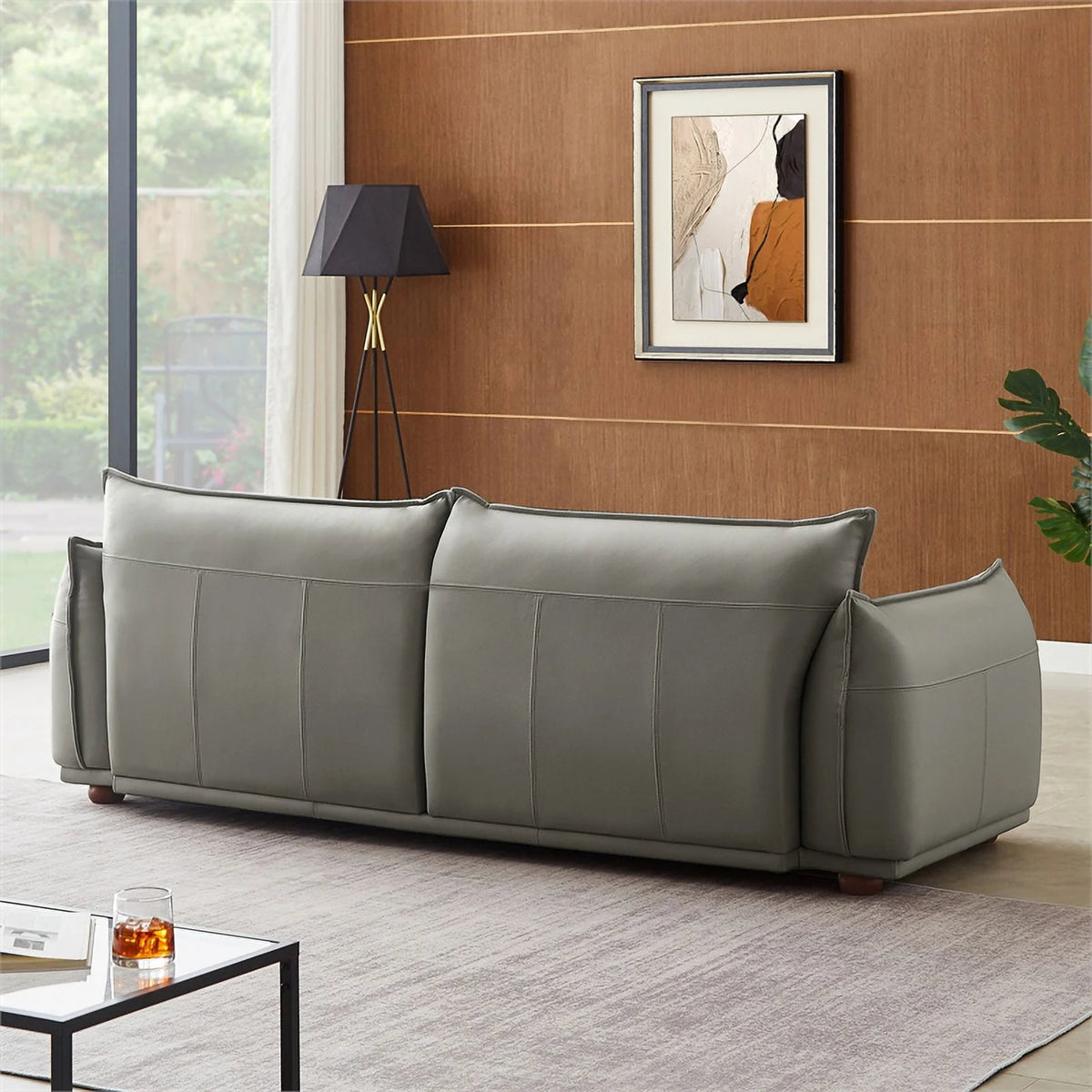 Gray Leather Living Room Couch Q910561