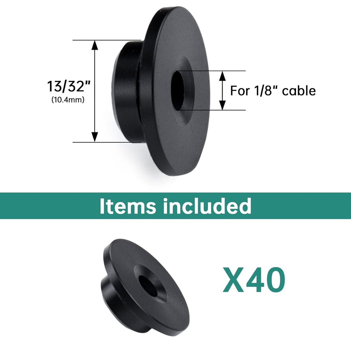 Black Cable Railing Kit 1/8 Wheel Protective Protector Sleeves Washer Insert Plug POM for Wire Rope Metal Posts Deck Balcony D7244