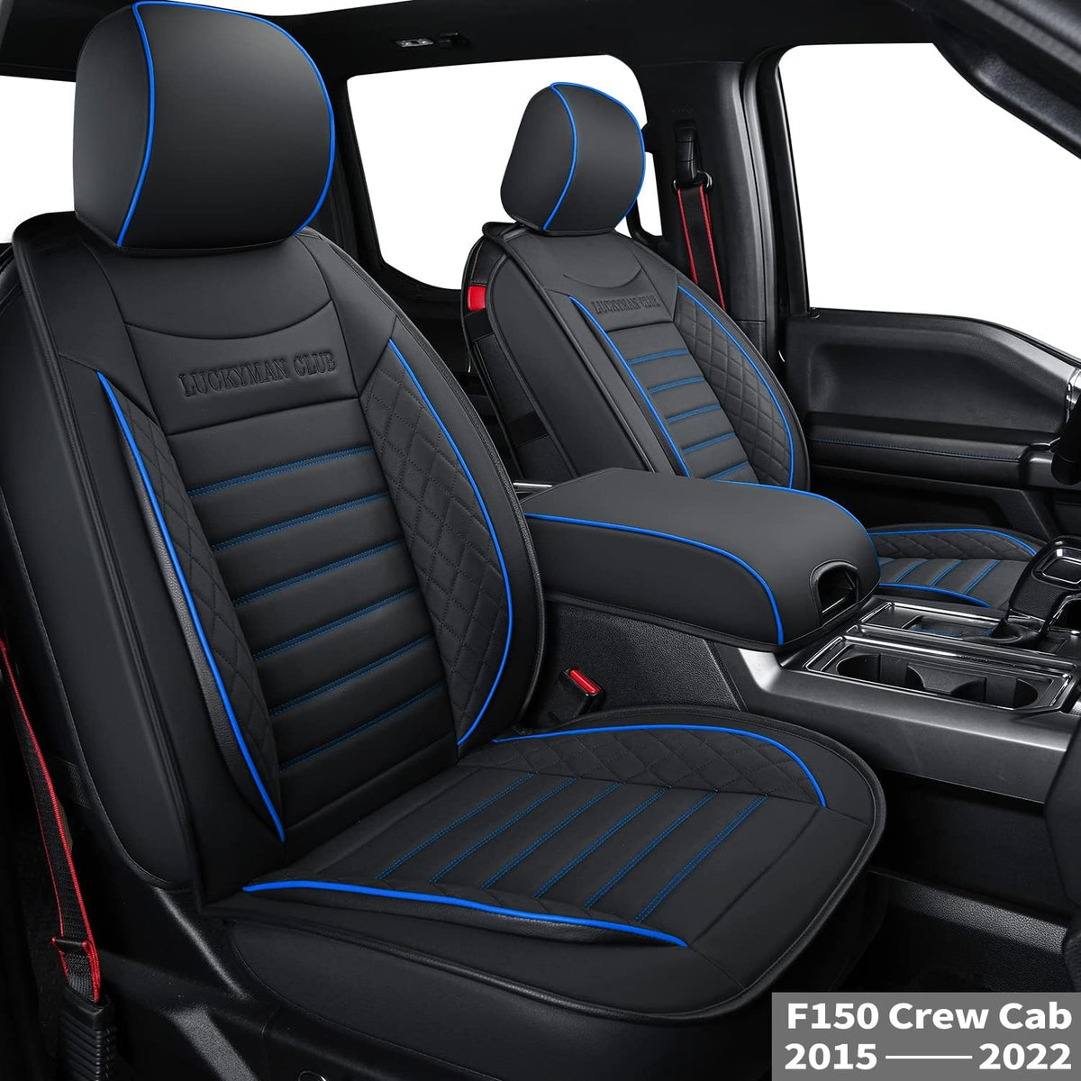 F150 Crew Cab Faux Leather Seat Covers Black & Red O6118