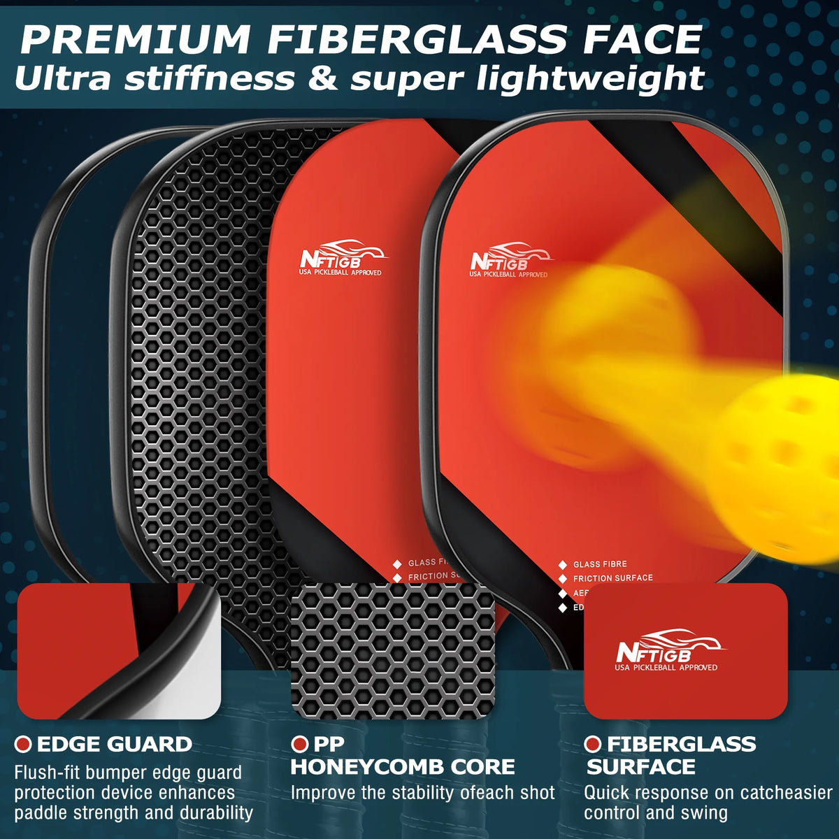 USAPA Approved Fiberglass Pickleball Set of 2 G296719