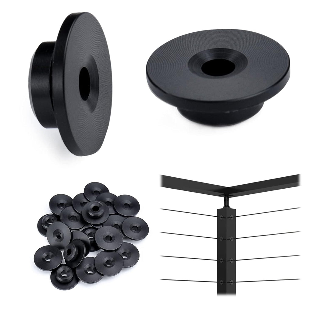 Black Cable Railing Kit 1/8 Wheel Protective Protector Sleeves Washer Insert Plug POM for Wire Rope Metal Posts Deck Balcony D7244