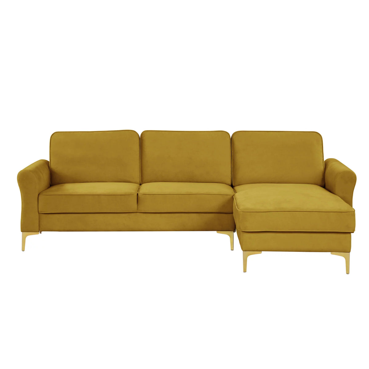 Yellow Velvet Sectional Loveseat and Chaise P81270