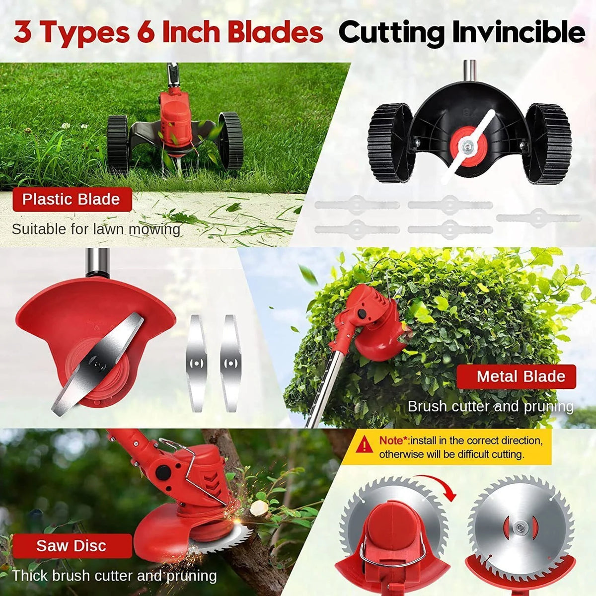 Cordless Electric Grass Trimmer with Wheels B1950