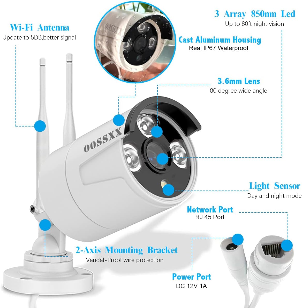 2K 3.0MP Wireless Security Camera System, 8 Channel NVR Outdoor Home Surveillance with 4TB HDD O652