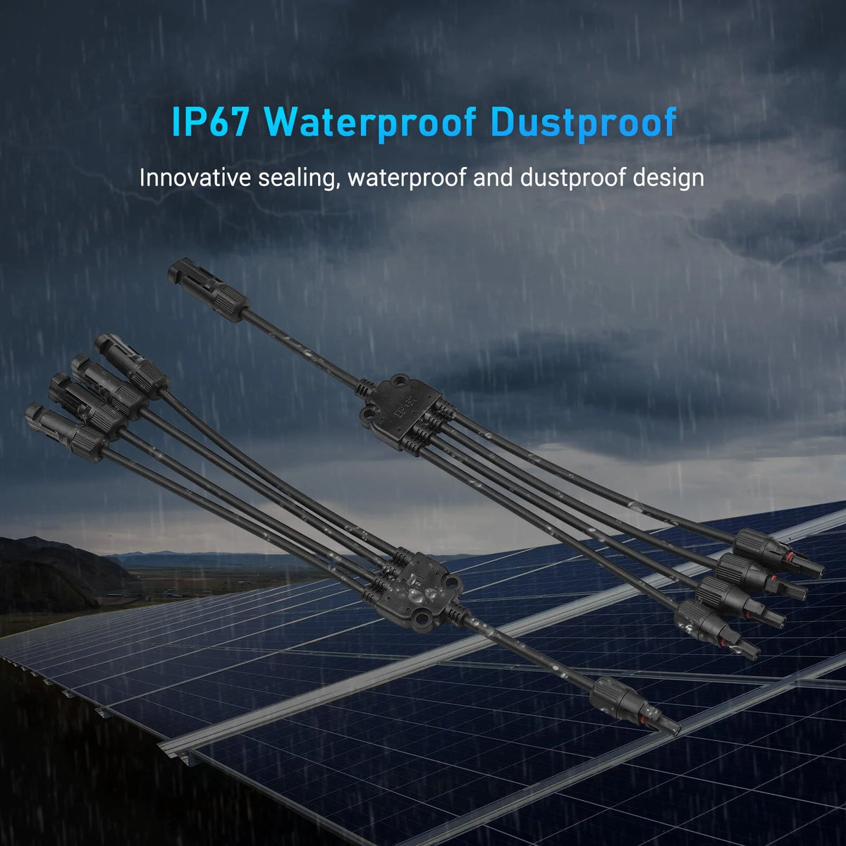 4-Way Solar Cable Connector Self-locking IP67 Waterproof 12AWG J5791