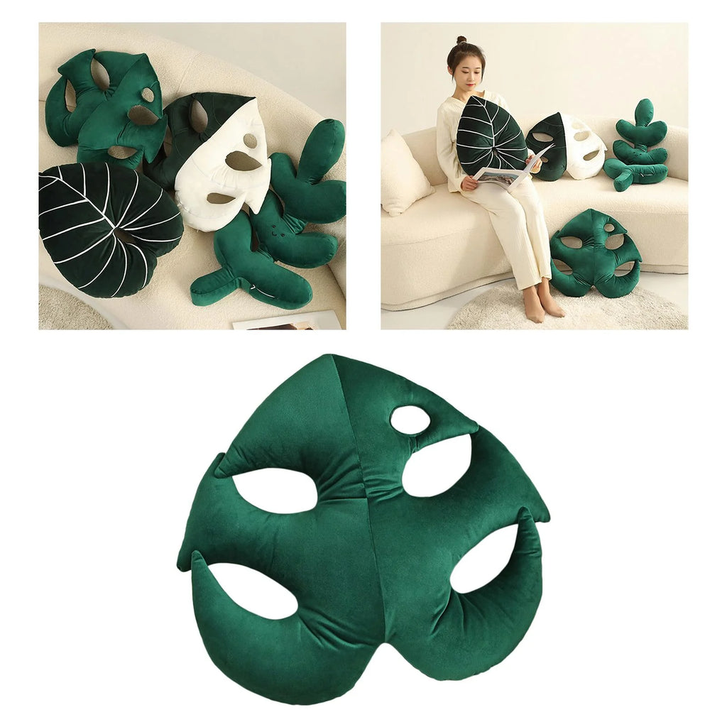 Green Plant Leaf Shaped Throw Pillow D95934