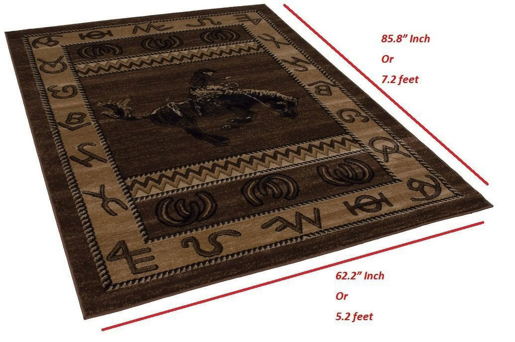 Chocolate Brown/Beige Cabin Area Rug X100159