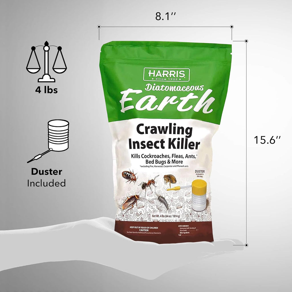 4lb Diatomaceous Earth Crawling Insect Killer with Powder Duster W809059