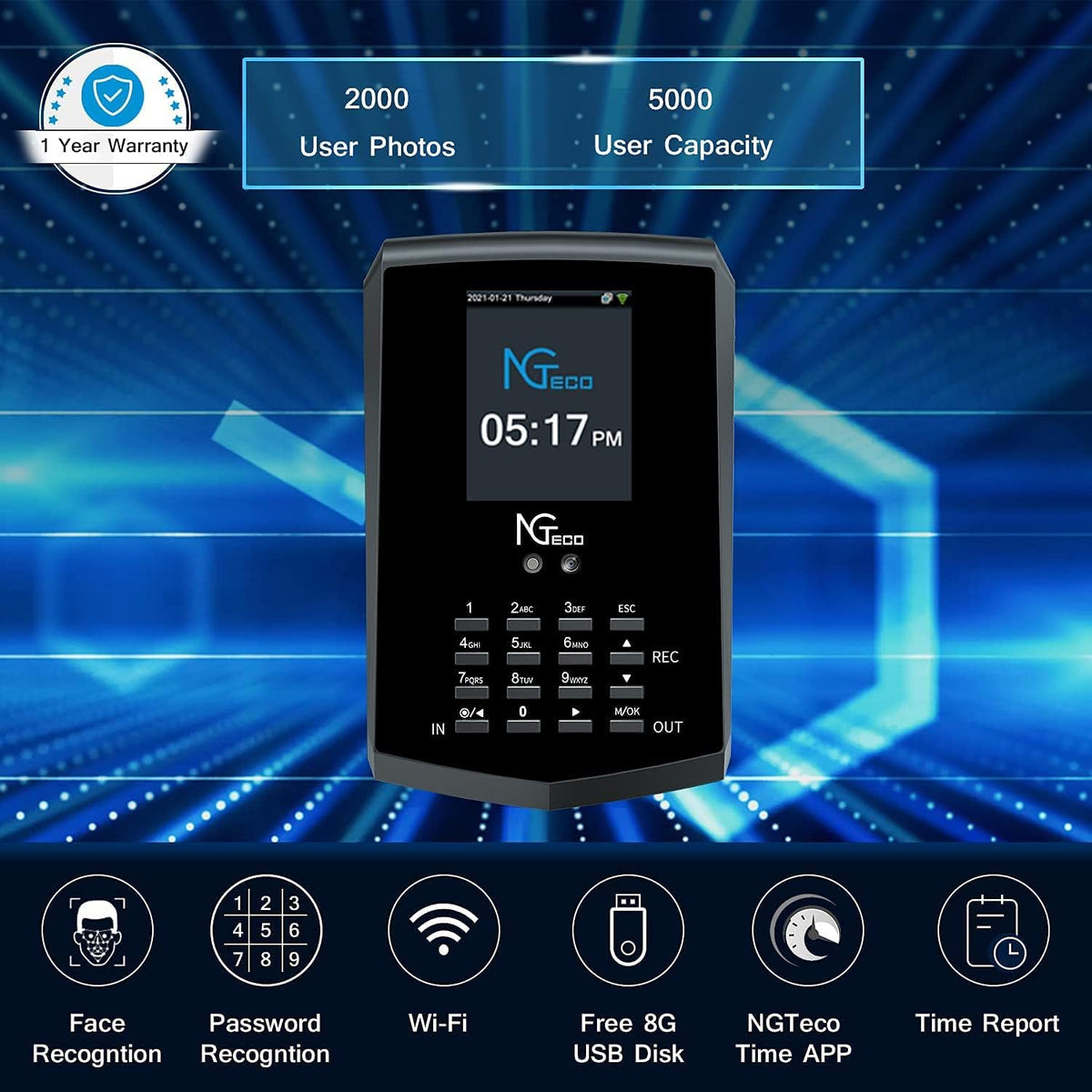 Face Recognition Time Card Machine with App A285925