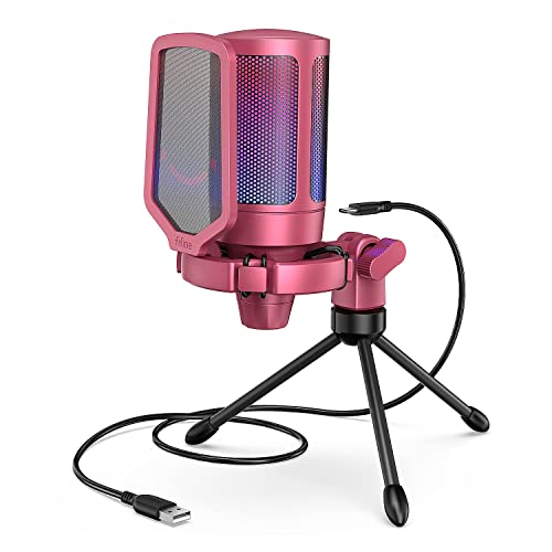 Gaming USB Microphone with Quick Mute, RGB Indicator, Tripod Stand, Pop Filter, Shock Mount, Gain Control T49768
