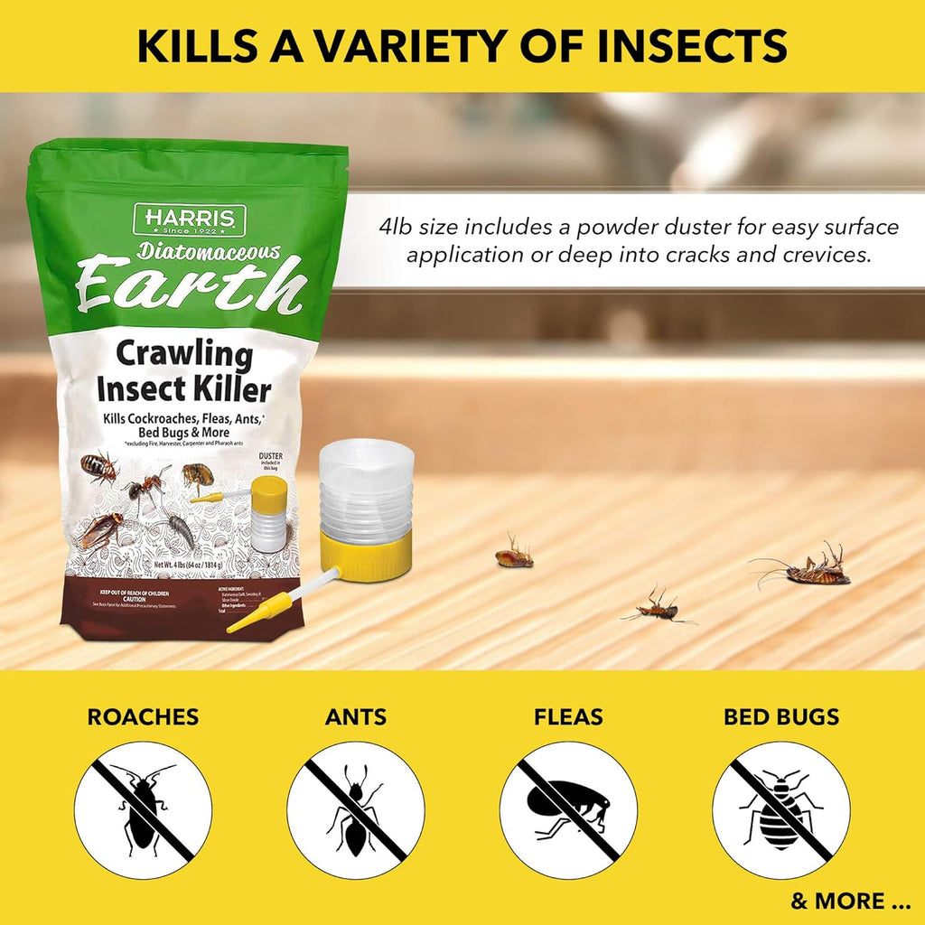 4lb Diatomaceous Earth Crawling Insect Killer with Powder Duster W809059