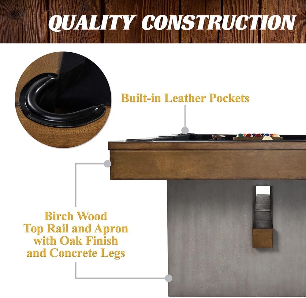 8' Slate-Tech Drop Pocket Table with Pool Ball and Cue Stick Set O662
