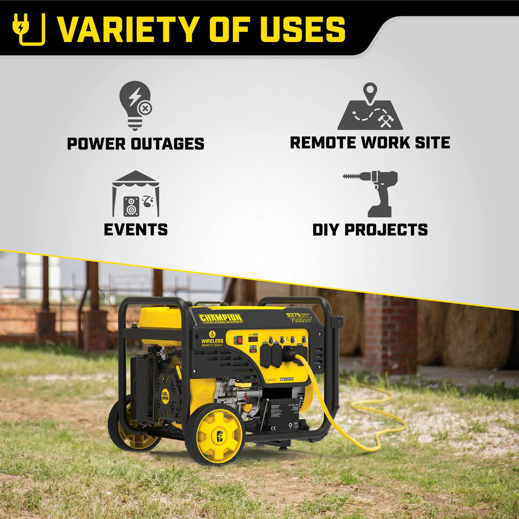 9375/7500 Watts Portable Generator with Wireless Remote Start W7383